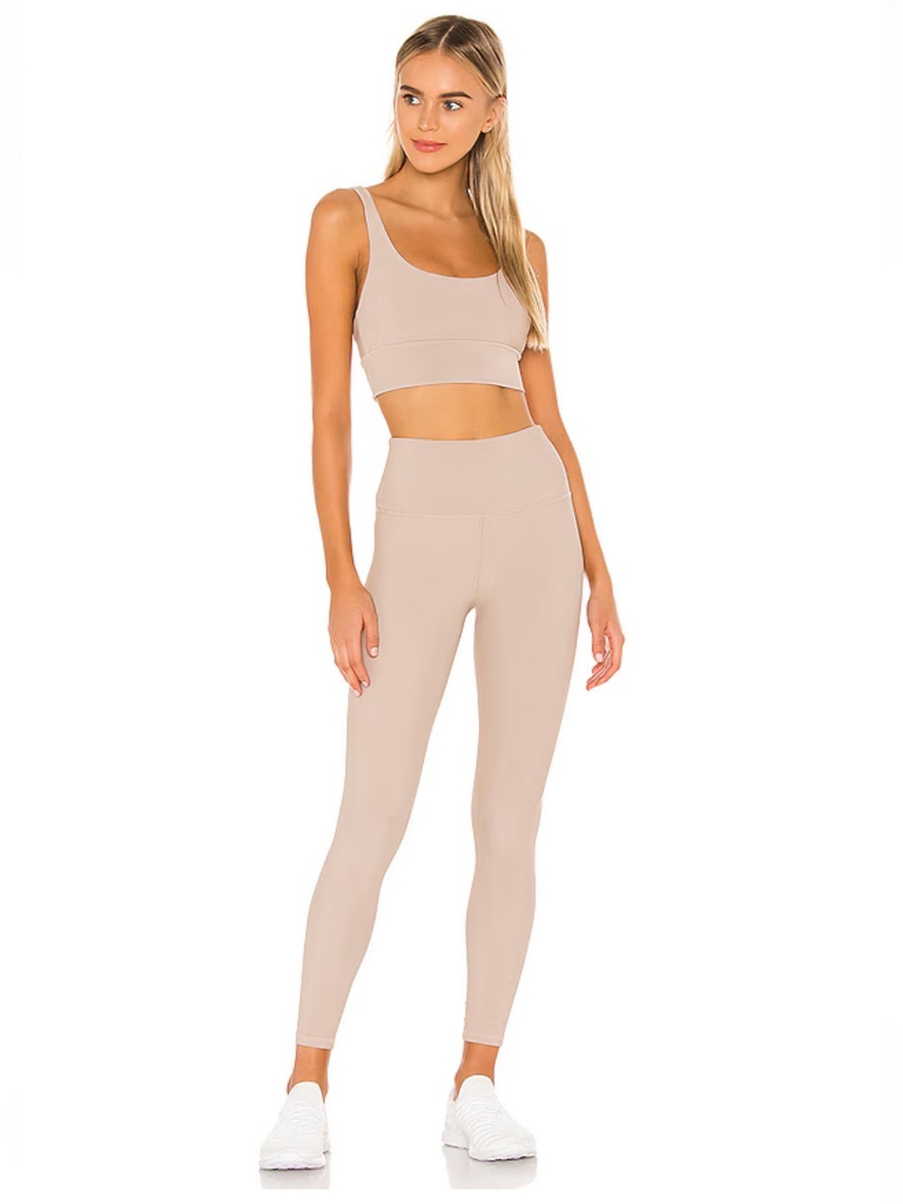 Beach Riot Sport Ayla Active High-Waist Ribbed Leggings in Taupe Shimmer Size XS
